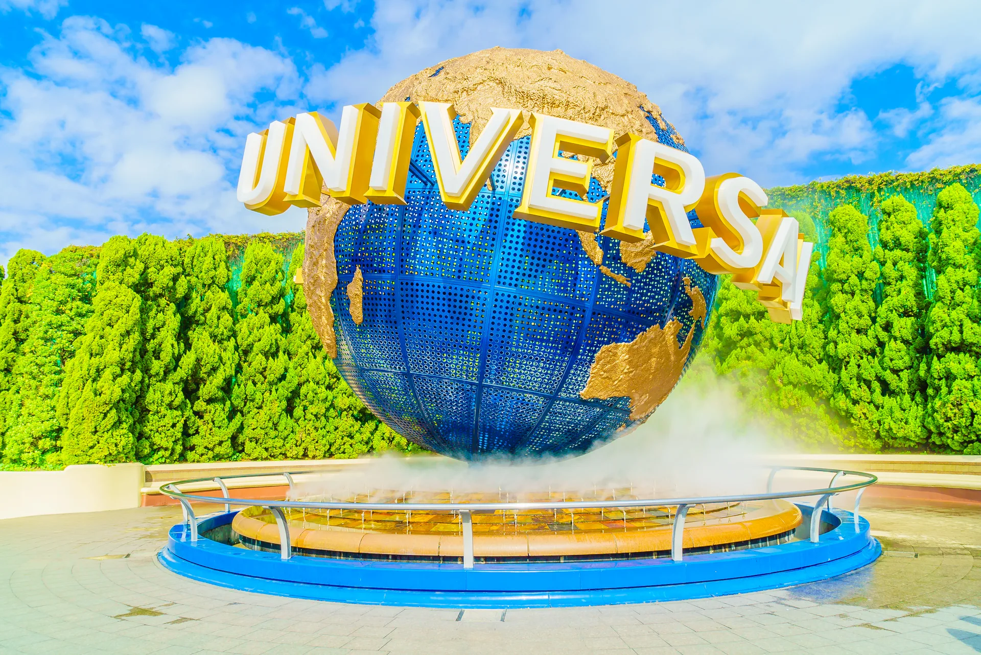 The large rotating Universal Studios globe at the entrance to Universal Studios Japan in Osaka.